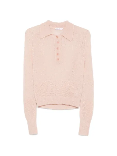 Patrizia Pepe mohair-wool blend polo top Pink 8K0102KK012M568