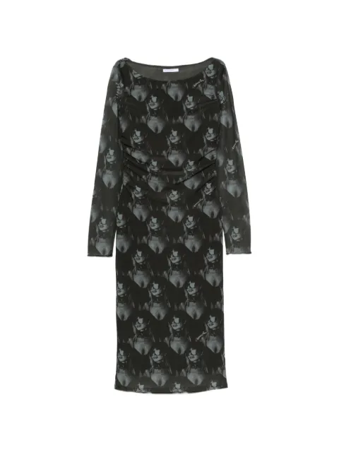 Patrizia Pepe graphic-print ruched midi dress Green 8A0537J0077YA53