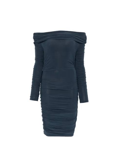 Patrizia Pepe ruched off-the-shoulder mini dress Blue 8A0254J015CB23