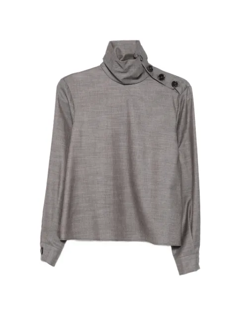 Patrizia Pepe button-detail high-neck blouse Grey 8C0340C0250