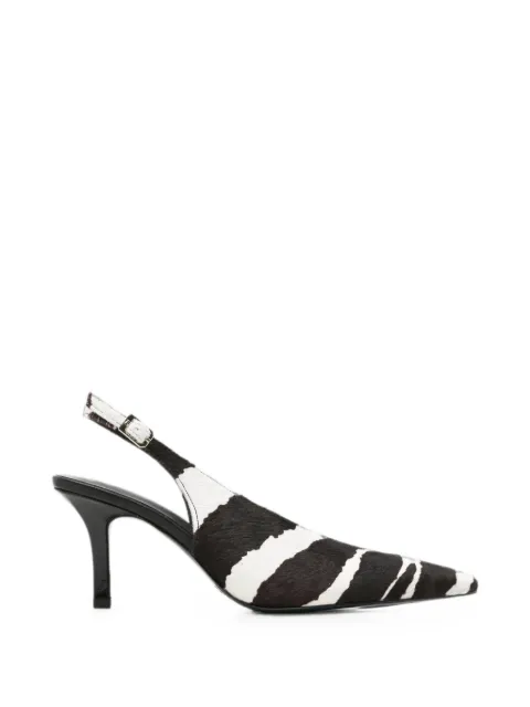Patrizia Pepe zebra-print leather slingback pumps Black 8Z0107L056X2BD