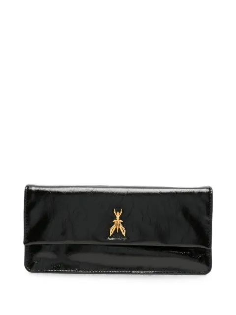 Patrizia Pepe crinkle-effect leather clutch bags Black 8B0131L0008K507