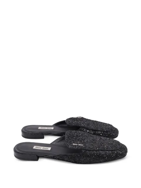 Miu Miu Pre-Owned glittered leather mules Black GILTPUUSSH746254W