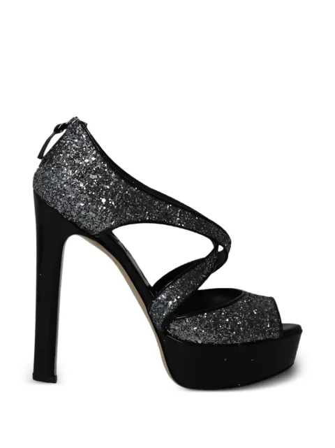 Miu Miu Pre-Owned glitter criss-cross platform sandals Silver NAPPUGBSH251155W