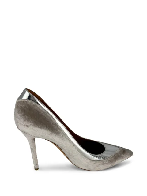 Malone Souliers pointed-toe velvet pumps Grey RFCPUGBSH758533W