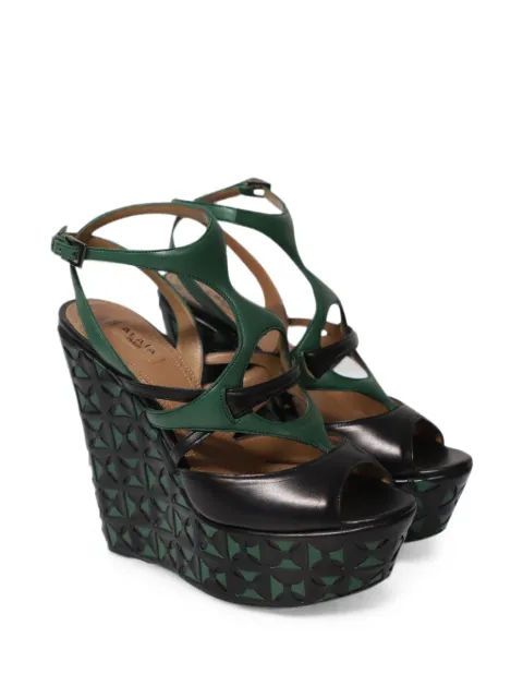 Alaïa Pre-Owned Laser-Cut Basket Weave wedge sandals Green TONPUGBSH129688W
