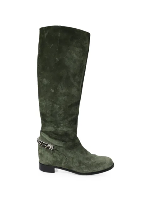 Christian Louboutin Pre-Owned chain-link suede boots Green NAPPUGBSH127637W