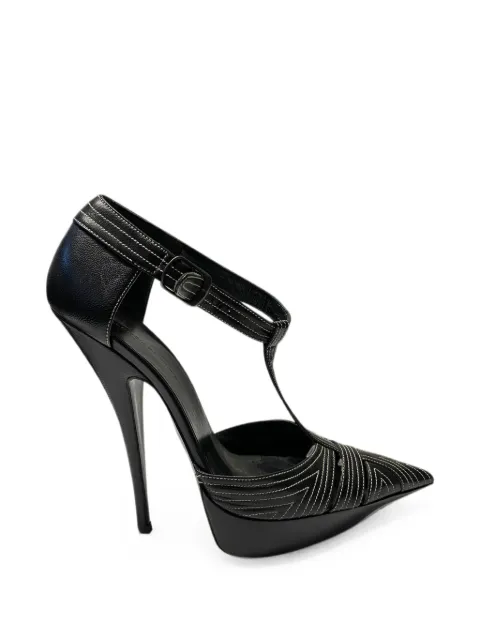 Balenciaga Pre-Owned T-strap contrast-stitch pumps Black NAPPUGBSH088737W