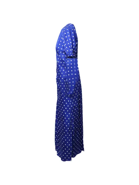Self-Portrait polka-dot ruched midi dress Blue NAPPUGBCL237213W