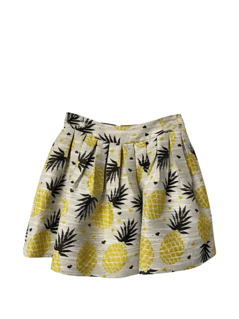 alice + olivia pineapple-print pleated mini skirt White NAPPUGBCL083680W