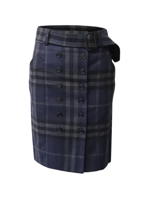 Burberry Pre-Owned Tartan wrap-style skirt Blue NAPPUGBCL235896W