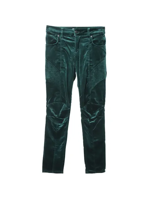 Pierre Balmain Vintage velvet slim-fit trousers Green NAPPUGBCL110280W