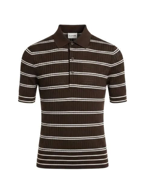 Closed striped wool polo shirt Brown C96804924ST