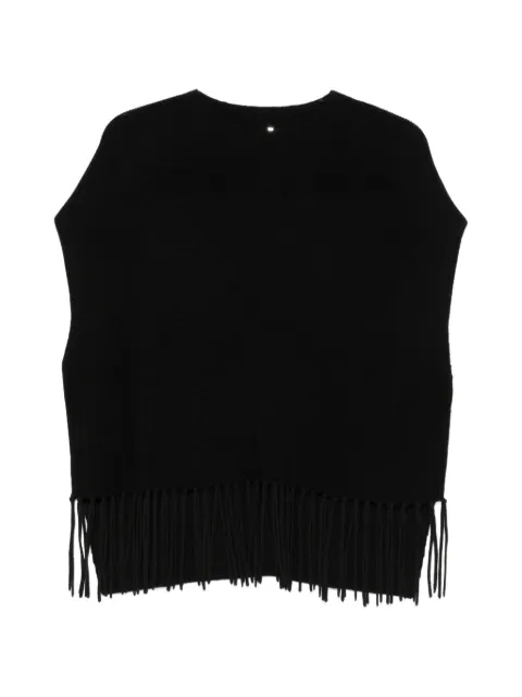 Patrizia Pepe fringe-trimmed poncho Black 8F0074KM36K103