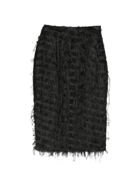 Patrizia Pepe fringe-detail midi skirt Black 8G0198C0252K103