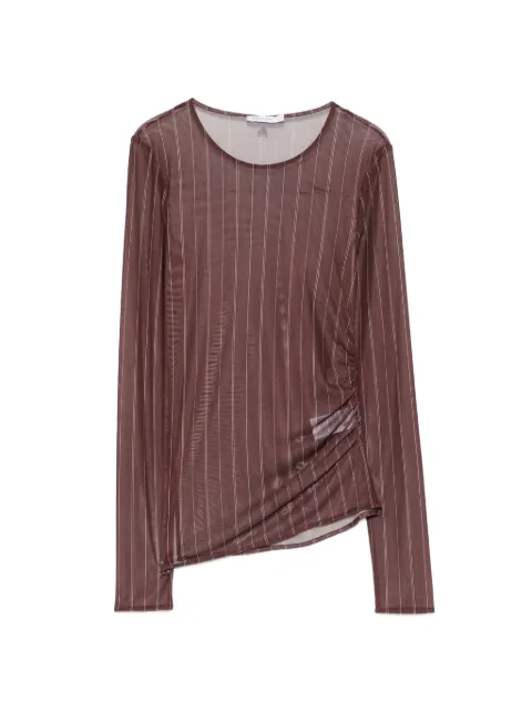 Patrizia Pepe pinstripe tulle top Brown 8M0193J0068B906