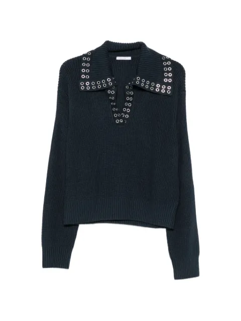 Patrizia Pepe eyelet-embellished ribbed-knit sweater Blue 8K0000KK006CB23