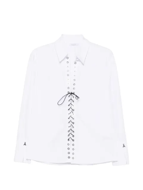 Patrizia Pepe lace-up eyelet-embellished shirt White 8C0097A391W103