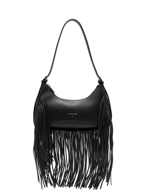 Patrizia Pepe fringe-detail leather shoulder bag Black 8B0166L101K103