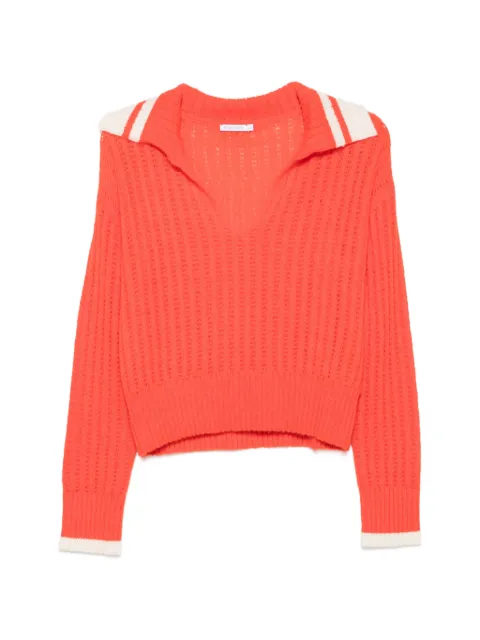 Patrizia Pepe stripe-detail open-knit sweater Orange 8K0259KK011J524