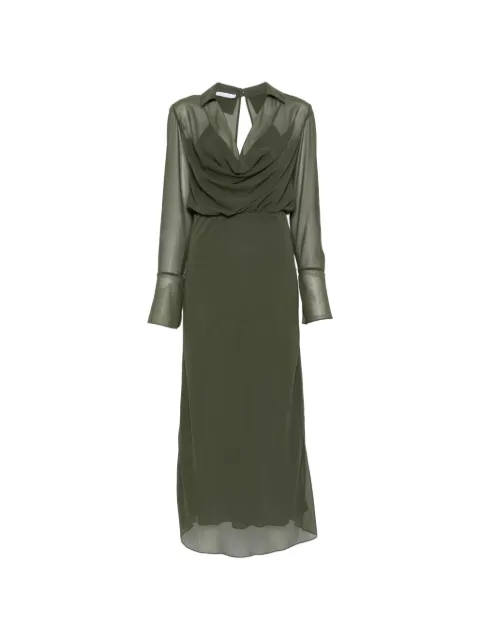 Patrizia Pepe cowl-neck georgette dress Green 8A0447A3ZQG639