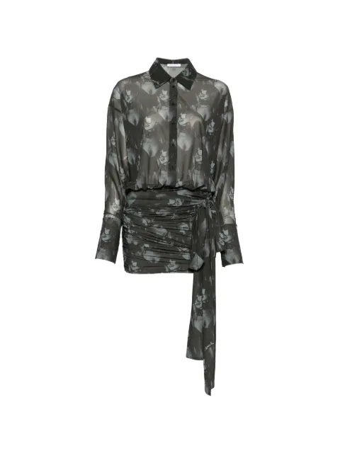 Patrizia Pepe Patrizia-print draped dress Green 8A0500J0077YA53