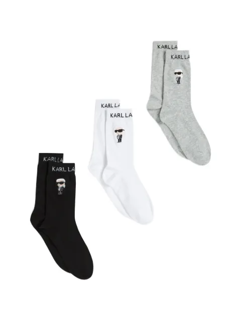 Karl Lagerfeld K/Ikon logo-jacquard socks set (set of three) Black A4W47037972