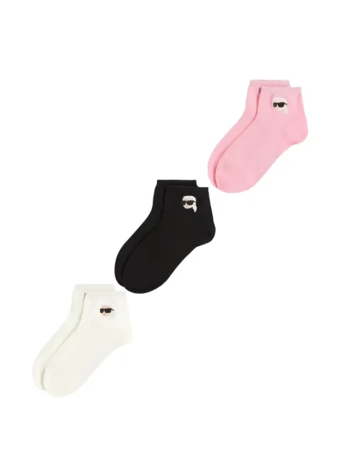 Karl Lagerfeld K/Ikon embroidered socks set (set of three) Black A4W470361VJ