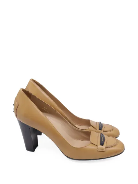 Tod's Vintage block-heel loafer pumps Neutrals GILTPUUSSH749581W