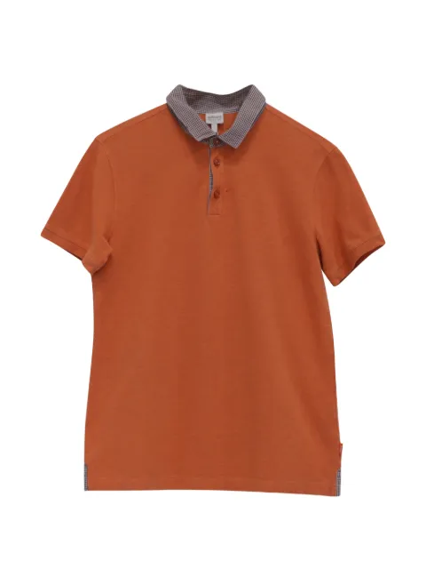 Giorgio Armani Pre-Owned checked-collar polo shirt Orange GILTPUUSCL760162M