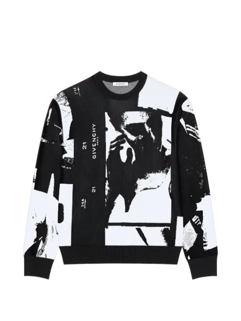 Givenchy sweater in knit with Photographic Negative-jacquard Black BM90XT4YR9