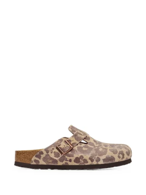 Birkenstock Boston animalier-print suede mules Neutrals 1033324