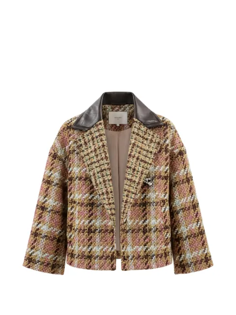 Odeeh check-pattern notched-lapel jacket Pink 14132
