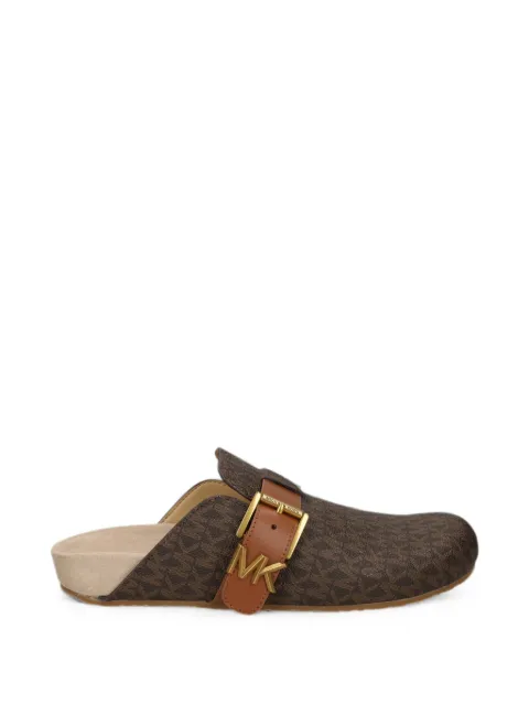 Michael Michael Kors monogram-pattern buckle-fastening mules Brown 40T6GRFP1B