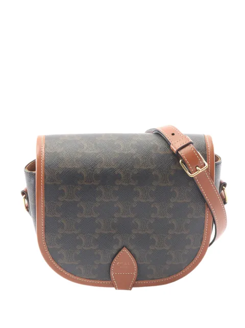 Celine Pre-Owned 2019-2026 Medium Triomphe Coated Canvas Folco crossbody bag Brown G5JXAEM9D8Z4BN6K