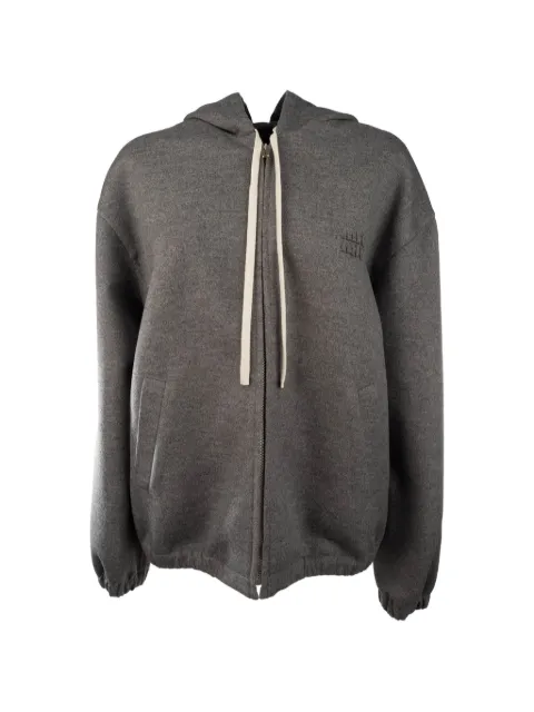 Miu Miu logo-patch drawstring hoodie Grey ML1528SOOO15Q8