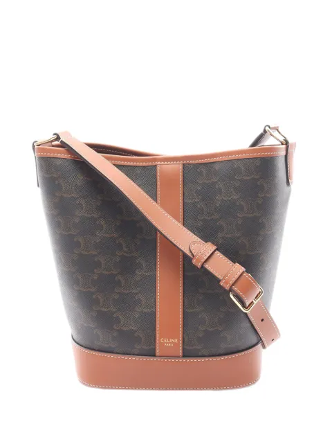 Celine Pre-Owned 2023-2024 Small Triomphe Coated Canvas bucket bag Brown ERG515BKGOJ4YX1V