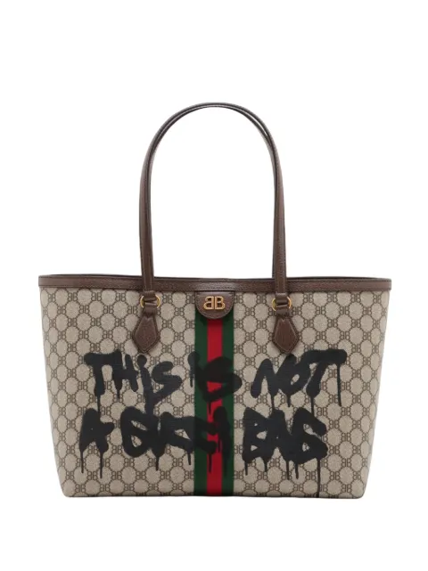 Balenciaga Pre-Owned 2015-2026 The Hacker Project Medium BB Supreme Graffiti Ophidia tote bag Neutrals 6K9IAITHDRYL500S