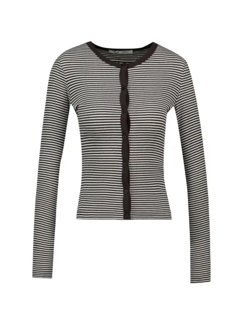 SAMSOE SAMSOE striped cotton cardigan Brown F26200076