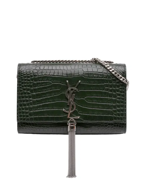 Saint Laurent Pre-Owned 2018 Medium Croc Embossed Leather Kate Tassel crossbody bag Green P8MGJIKFGYEN1LOE