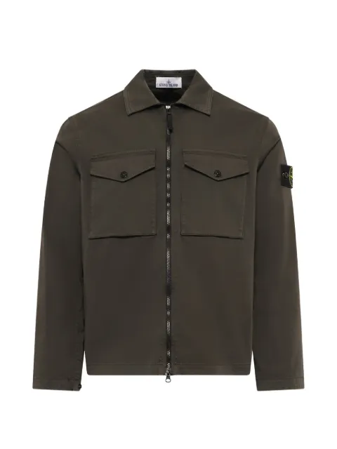 Stone Island stretch organic cotton satin shirt Green L2S151200010S0012