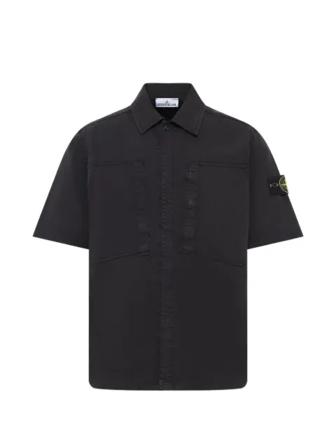 Stone Island stretch organic cotton twill shirt Black 1200037S0A10