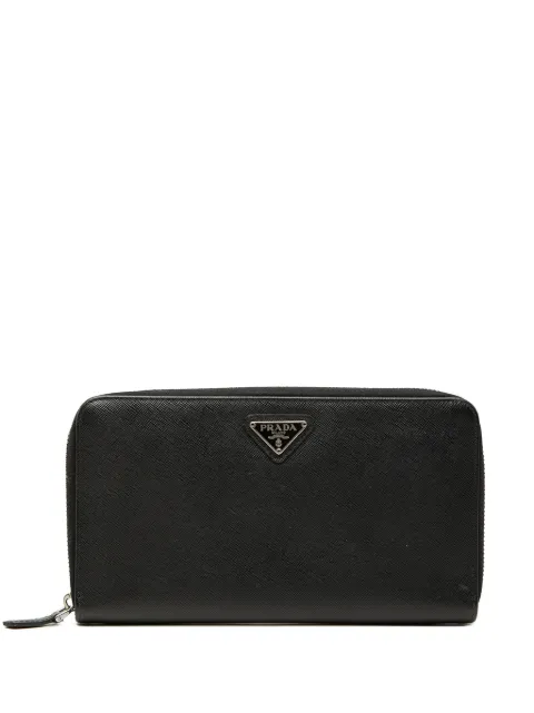 Prada Pre-Owned 2000-2013 Saffiano Zip Around Travel Wallet long wallets Black HDJG4QA909837THB