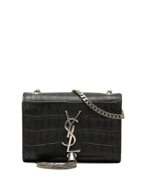 Saint Laurent Pre-Owned 2010-2026 Small Croc Embossed Leather Monogram Kate Tassel crossbody bag Black 4LJCKBQQBR03Y88O