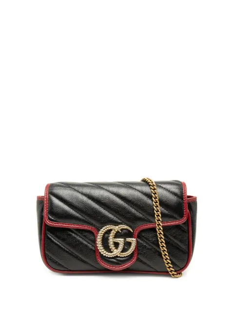 Gucci Pre-Owned 2016-2026 Super Mini GG Marmont Matelasse Leather Torchon Flap crossbody bag Black L35XIZUISRKHB1WQ