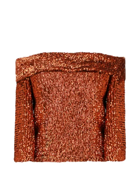 Gemy Maalouf sequin-embellished off-shoulder top Orange LPW257389T