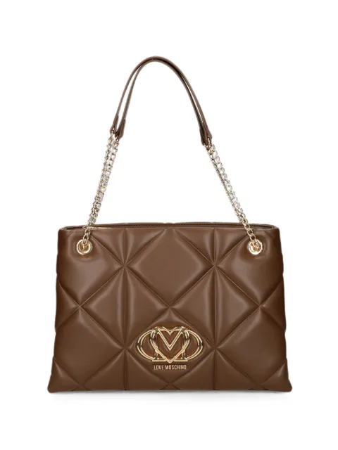 Love Moschino logo-plaque shoulder bag Brown JC4040PP1PLC0