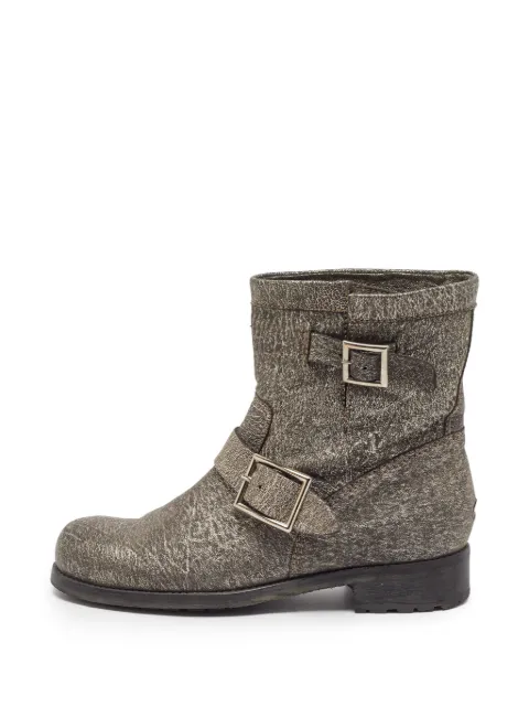 Jimmy Choo Pre-Owned Platinum buckle ankle boots Grey 1380533