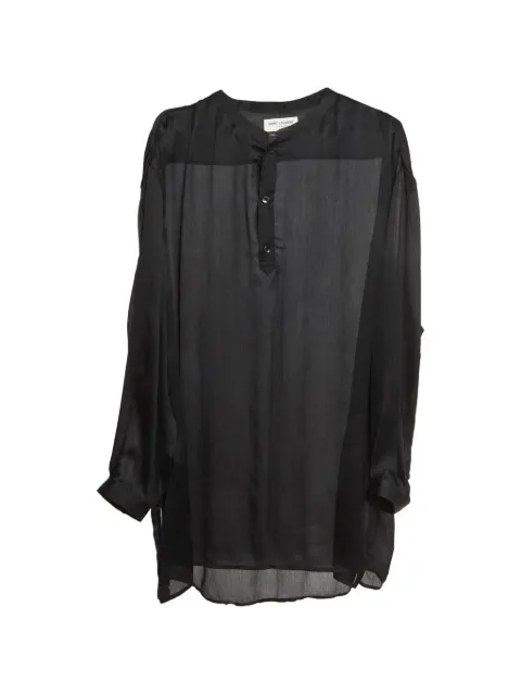 Saint Laurent Pre-Owned chiffon Chinese-collar shirt Black 1373808