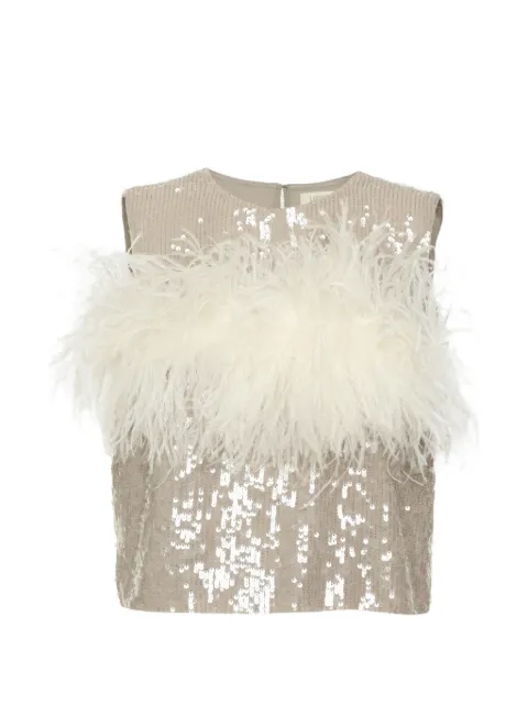 LAPOINTE sequin feather-trim top Grey 1358016